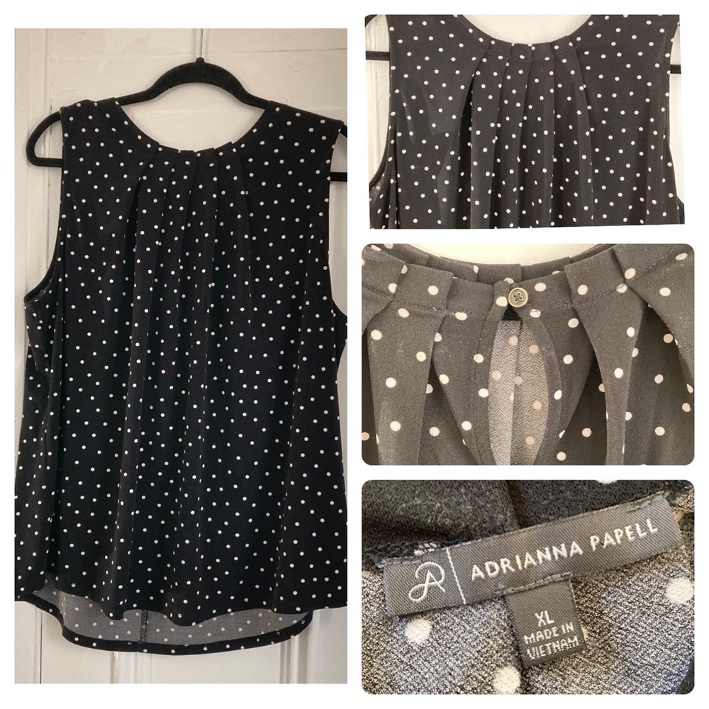 ADRIANNA PAPELL Sleeveless Polka Dot Blouse